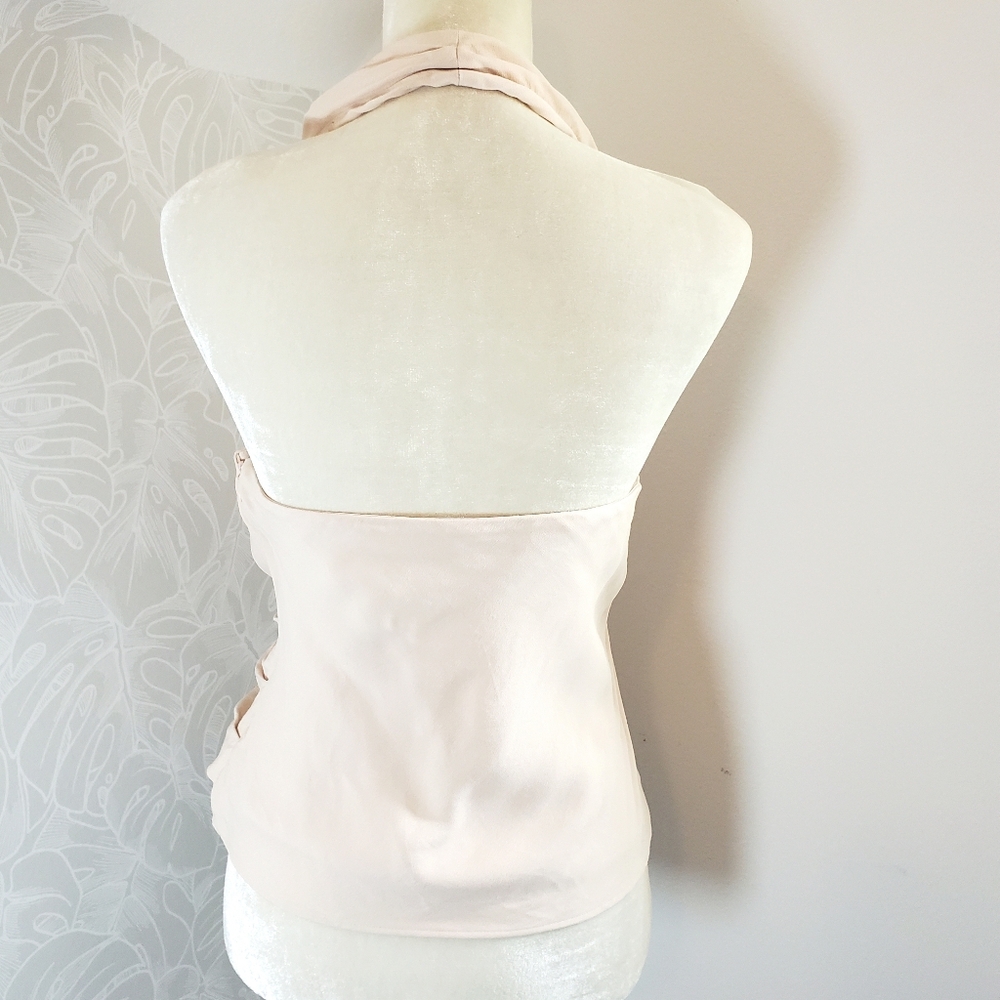 Reiss Freda Tie Halter Neck Blouse in Blush Nude Size Small 6 - Picture 9 of 16